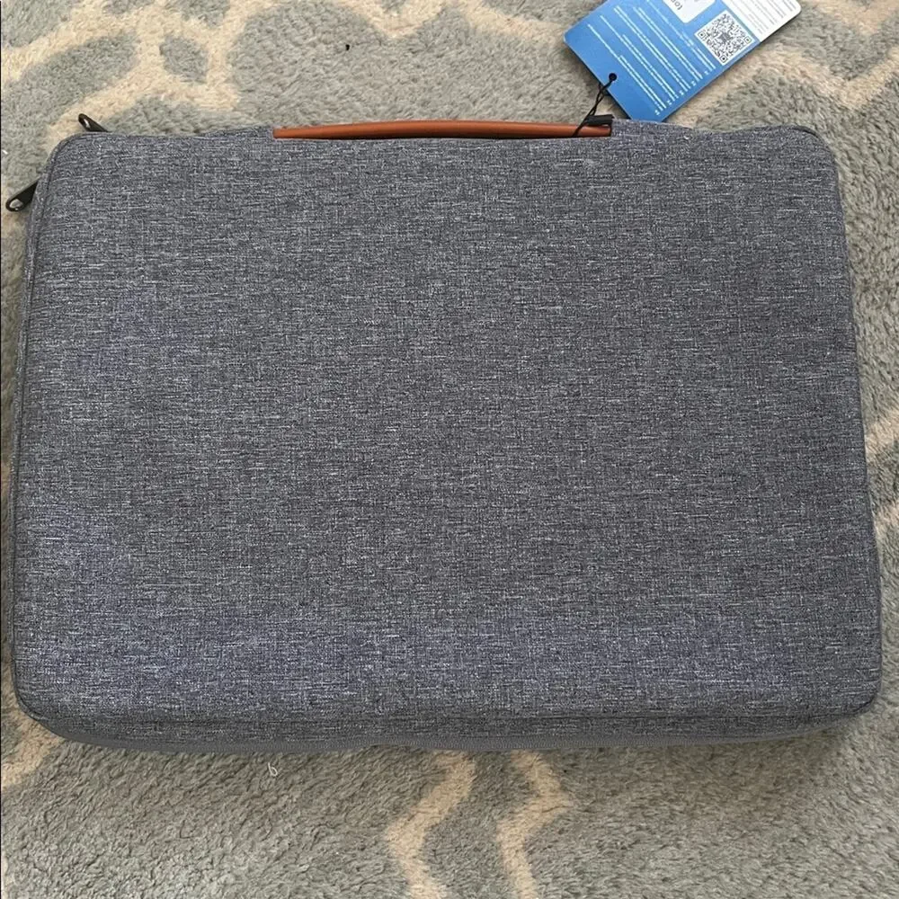 Tomtoc Gray Laptop Bag with Tan Handle